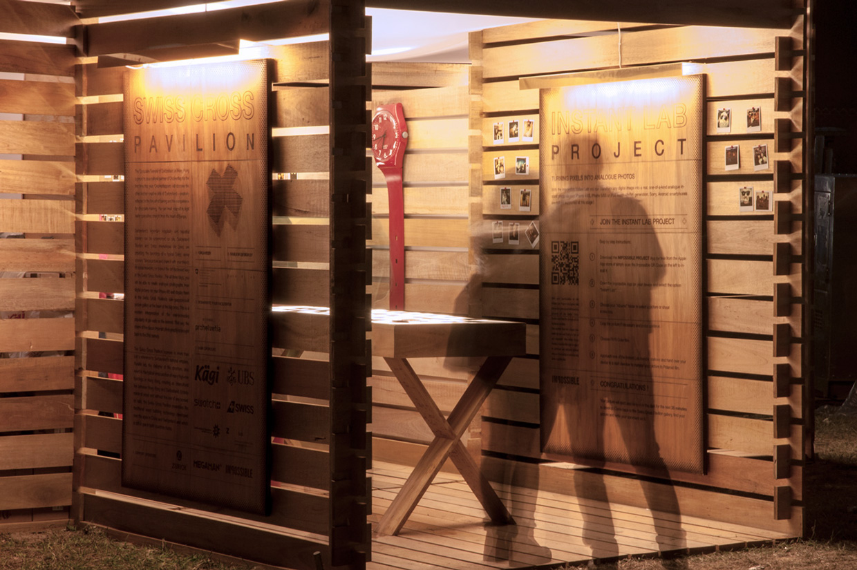 Swiss Cross wooden panel for Clockenflap Swiss Pavilion by Stan Diers, Graphic Design and Branding in Hong Kong